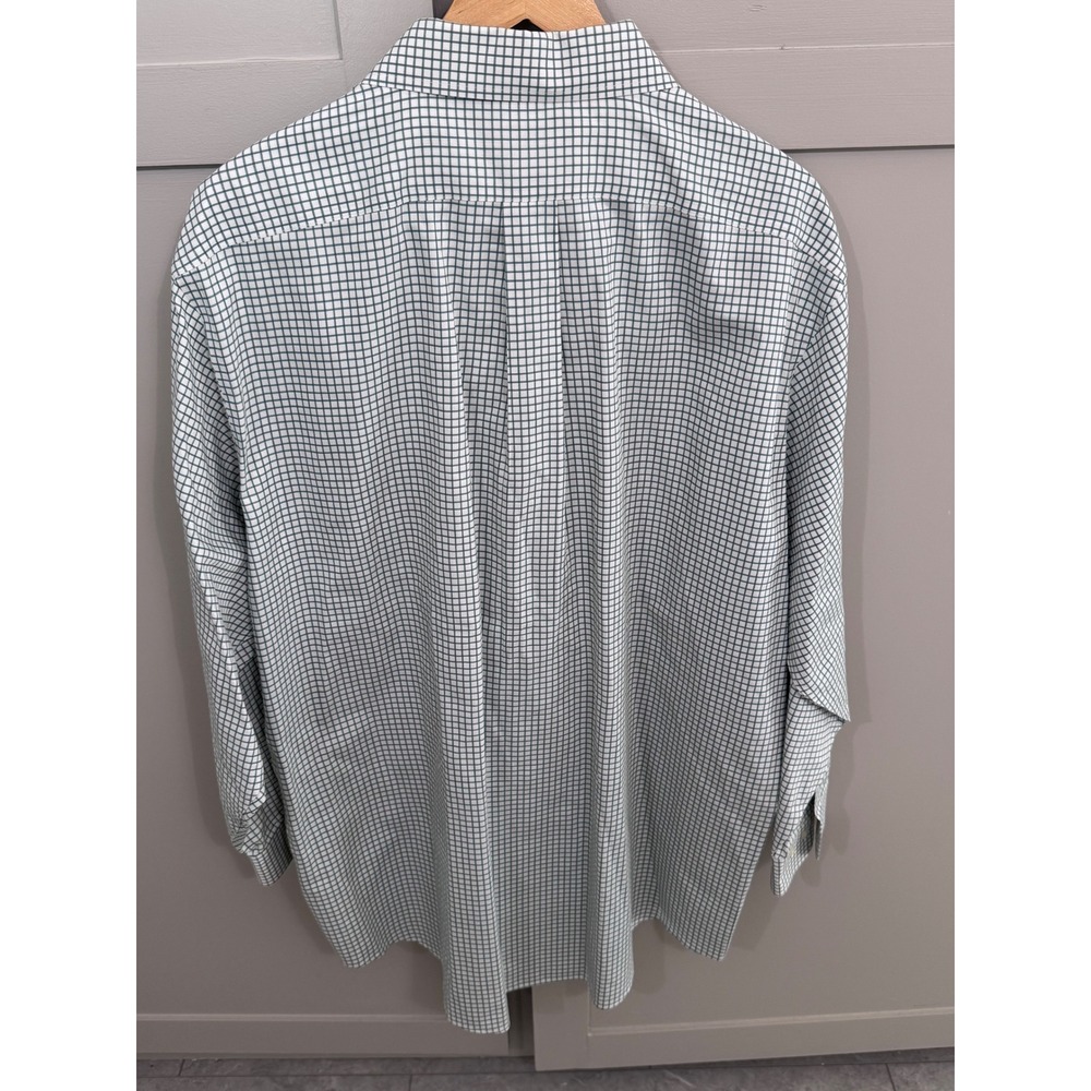 Brooks Brothers 346 Mens 17.5 2/3 Non-Iron Cotton Check Button Down Shirt Green - Picture 2 of 4